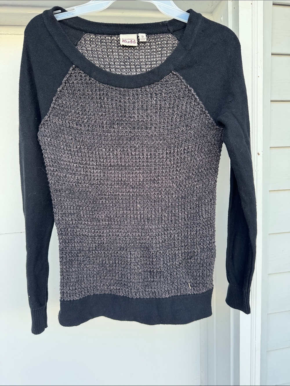 Mudd Two-Tone Black & Charcoal Scoop Neck Sweater